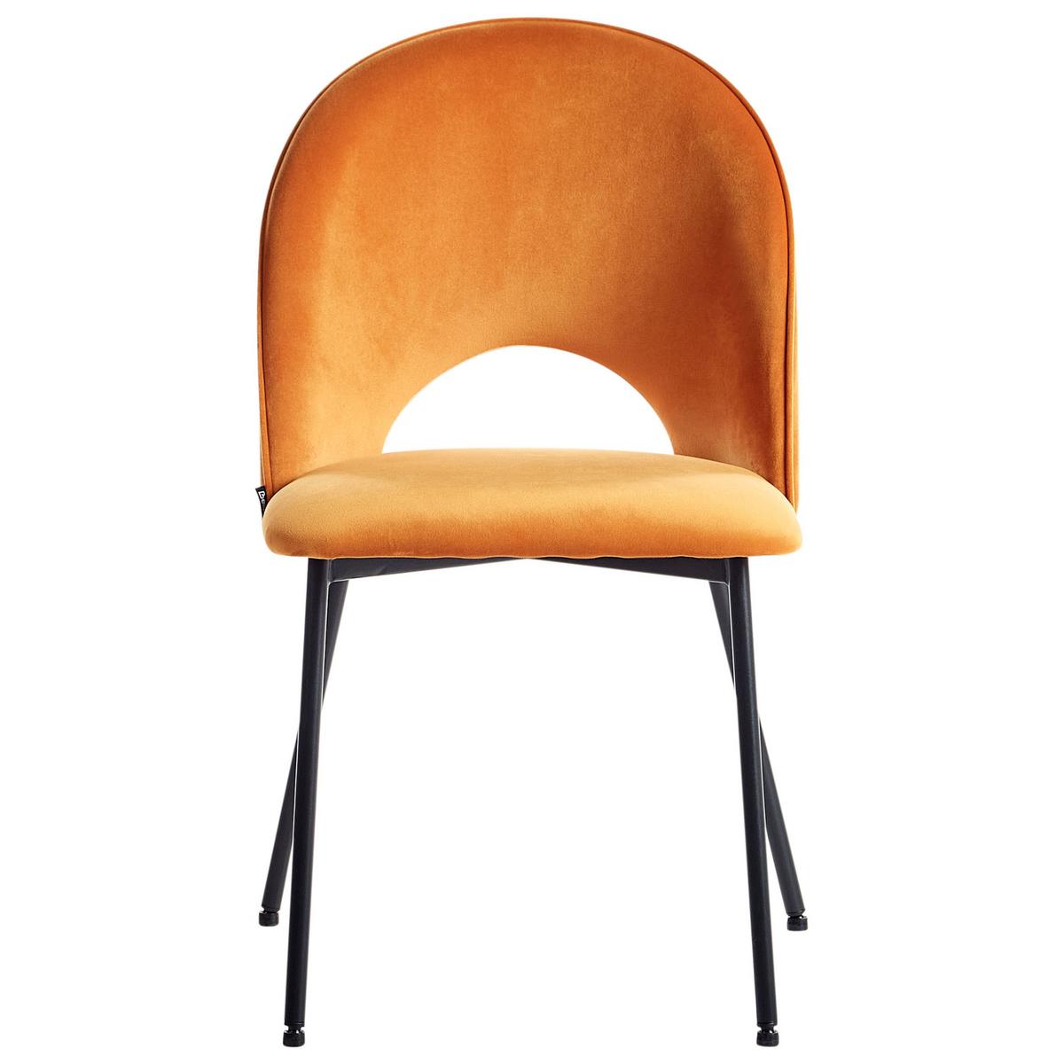 ESSZIMMERSTUHL 2er-Set Samtstoff Orange Covelo - Orange, Textil/Metall (46/84/45cm) - Beliani