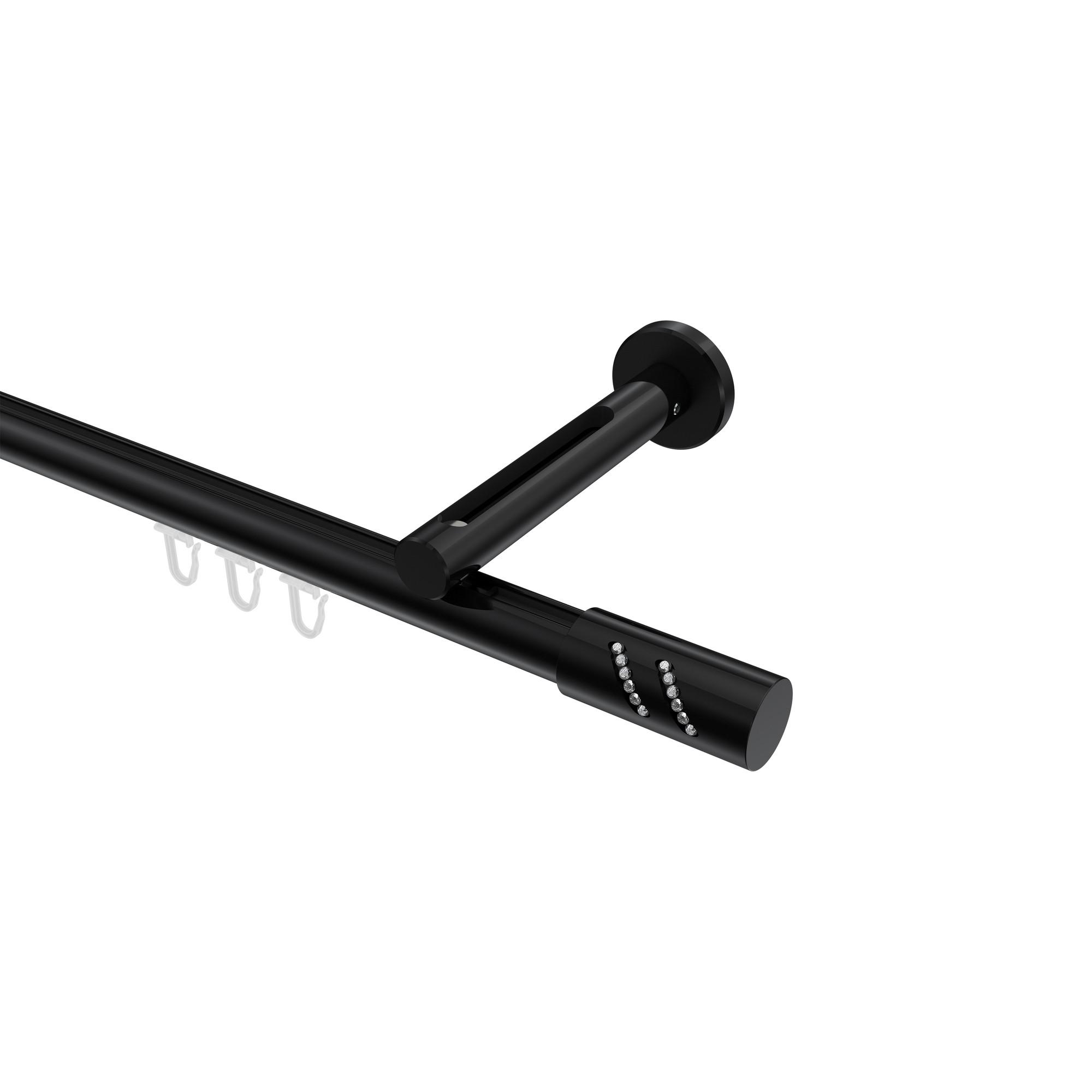 GARDINENSTANGE INNENLAUF Siteno Zoena 540 cm (geteilt in 3 x 180 cm), 1-läufig, 20 mm Ø Schwarz - Schwarz, Metall (540cm) - INTERDECO