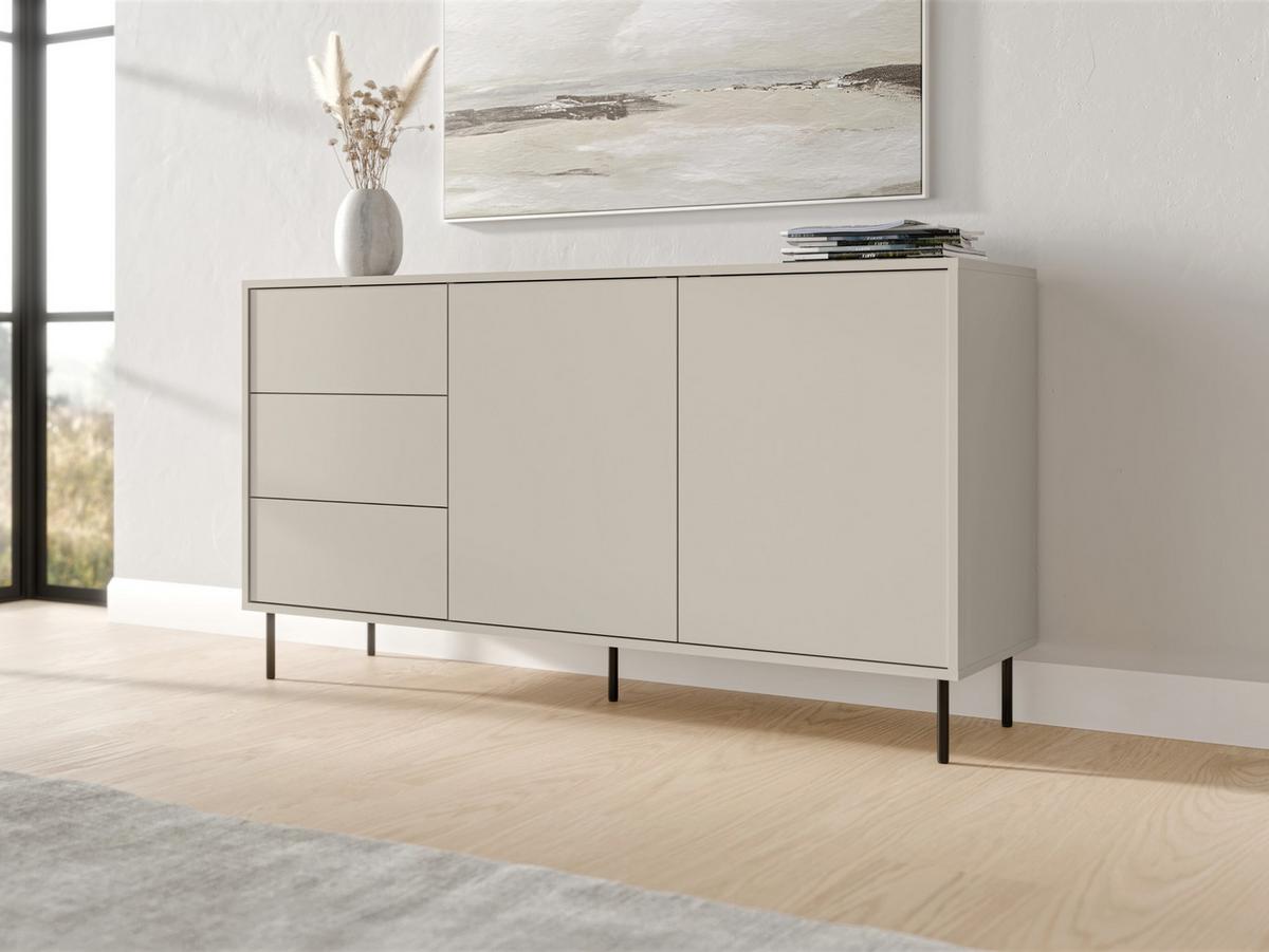 KOMMODE Masha 150 2D3S - Kaschmir/Schwarz, Holzwerkstoff/Metall (151/80/39cm) - MIRJAN24