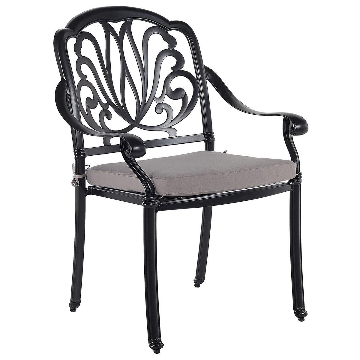 GARTENSTUHL 4er-Set Aluminium schwarz Ancona - Schwarz, Metall (68/97/65cm) - Beliani