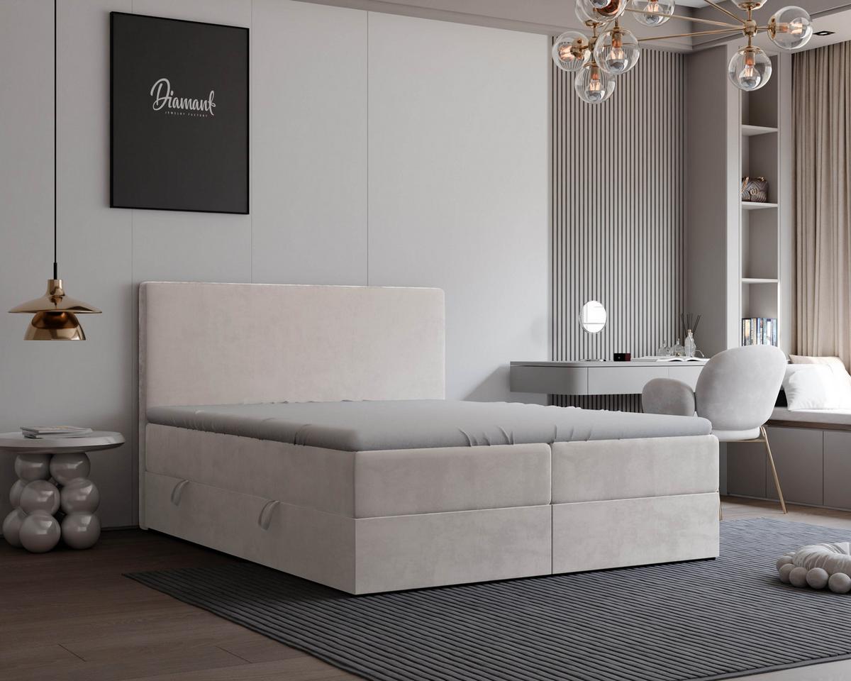 BOXBETT 140x200 cm mit Topper - Beige, Holzwerkstoff/Textil (140/200cm) - Idohome