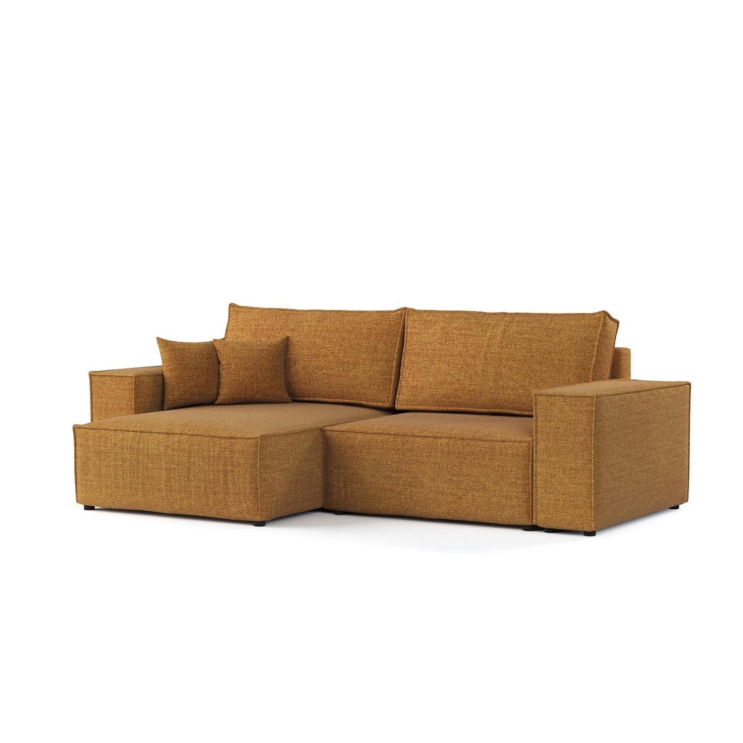 ECKSOFA CAVO mit Schlaffunktion Honiggelb im City Stoff - Schwarz/Honig, Holz/Holzwerkstoff (255/148cm) - AltaBeds