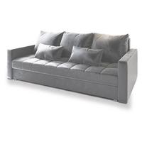 BETTSOFA SIRO Hellgrau Plüsch-Stoff mit Schlaffunktion - Hellgrau, Textil (222/83/86cm) - MASSENO