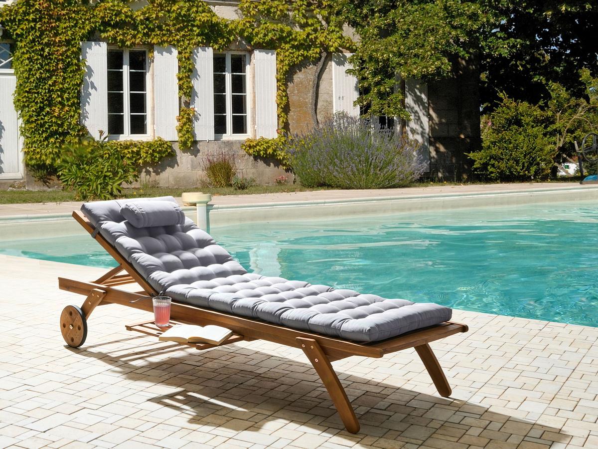 LIEGENAUFLAGE Hellgrau 56/192 cm Cesana Premium - Hellgrau, Textil (192/5/56cm) - Beliani