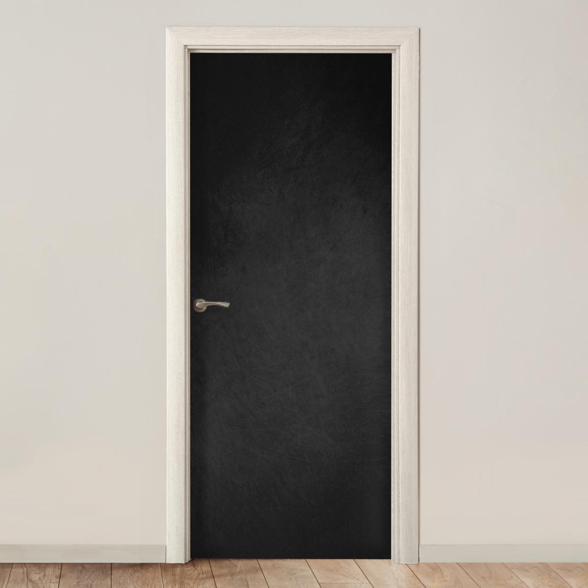TÜRAUFKLEBER Beton - Schwarz - Grau - Strukturiert - Industriell Deko Wohnzimmer 95x235 cm - Türtapete - Dunkelgrau, Kunststoff (95/0.1cm) - MuchoWow