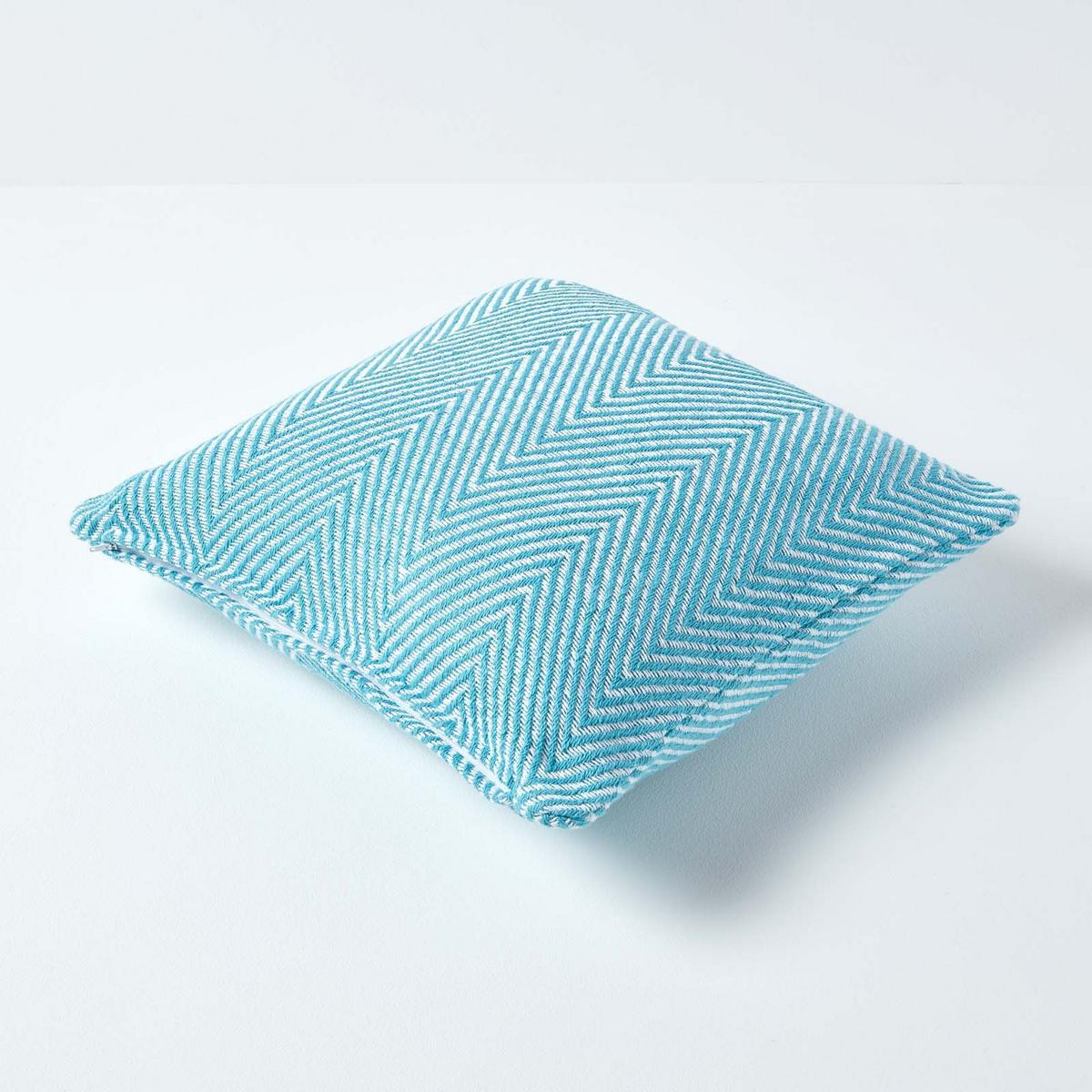 KISSENHÜLLE Halden Fischgrät 60/60 cm - Türkis, Textil (60/60cm) - Homescapes