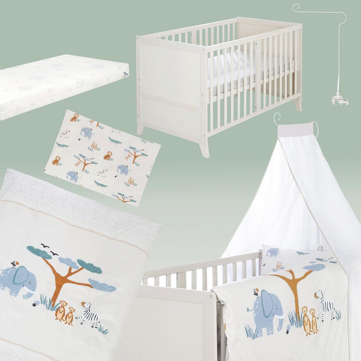 BABYBETTSET 'Savanna Friends' 70 x 140 inkl. kompletter Ausstattung - Naturgrau / Beige - Beige/Weiß, Holz (70/140cm) - Roba