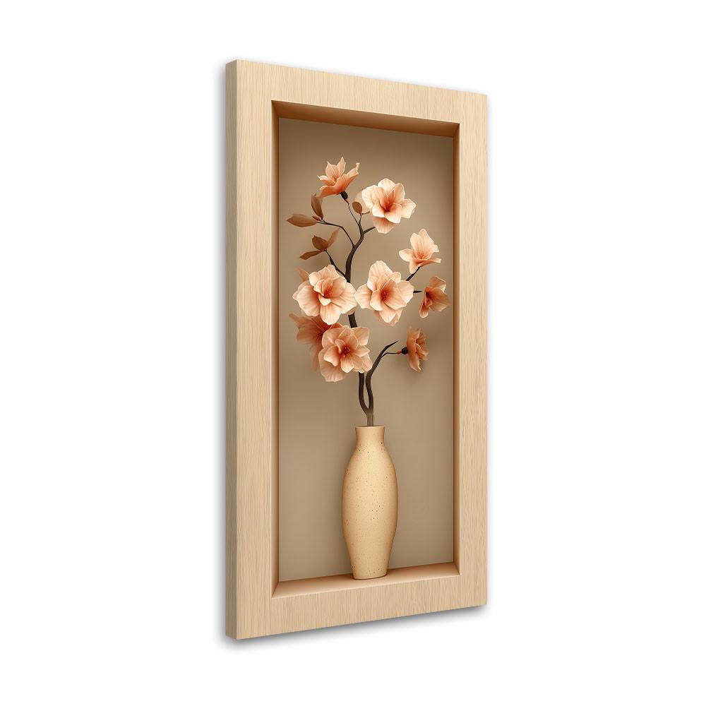 LEINWANDBILD Blumen in einer Vase in einer 3D-Vertiefung 50x100cm - Beige, Textil (50/100cm) - Feeby