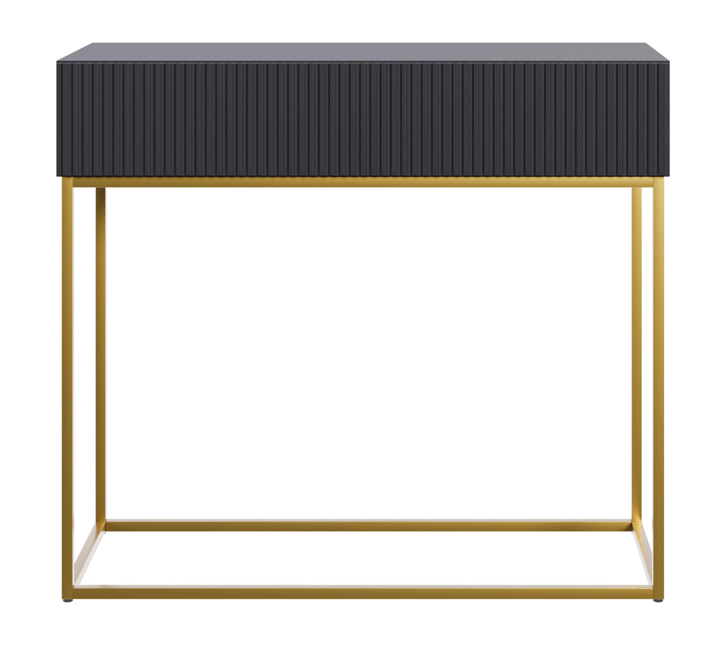 KONSOLENTISCH Veldio Schwarz mit goldenen Beinen 90 cm - Goldfarben/Schwarz, Holzwerkstoff/Metall (35.6/90/79cm) - Selsey