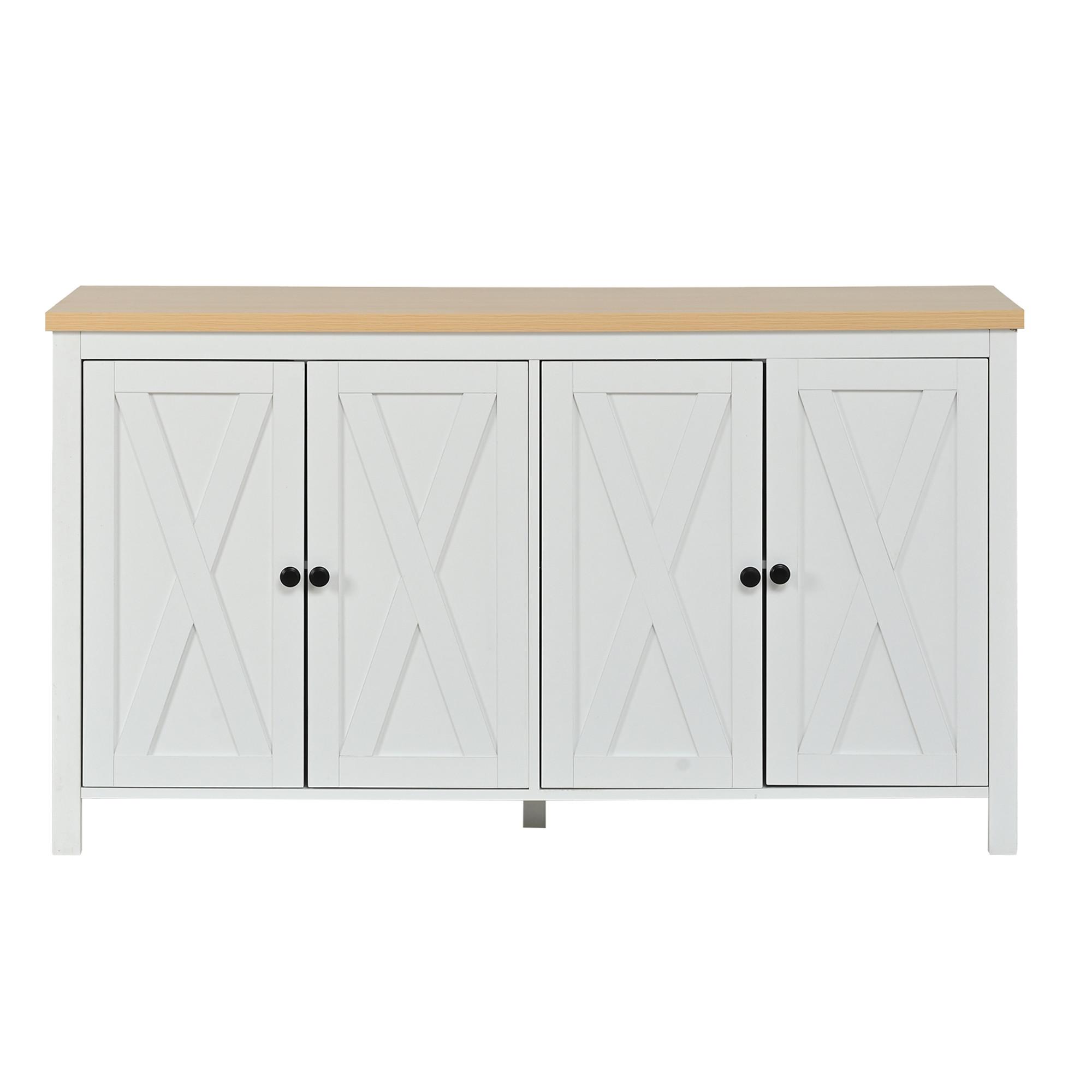 SIDEBOARD Weiß 4 Türen Multifunktional Schrank mit 2 Partitionen - Weiß, Holzwerkstoff (140/78/40cm) - Urban Meuble