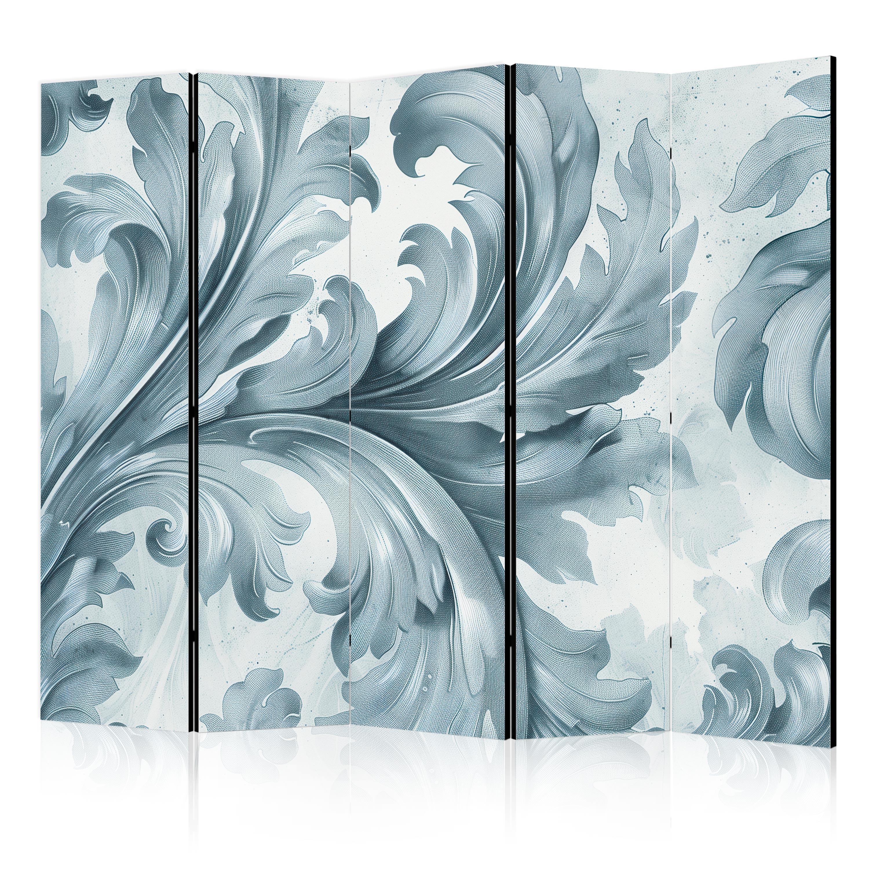 PARAVENT 5-tlg 225x172 cm Barocke Ornamente - Blau, Holz/Textil (225/172/3cm) - Muralo