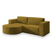 ECKSOFA SORELA M L-S Gelb Velours-Stoff mit Schlaffunktion - Gelb, Holz (263/174cm) - MASSENO