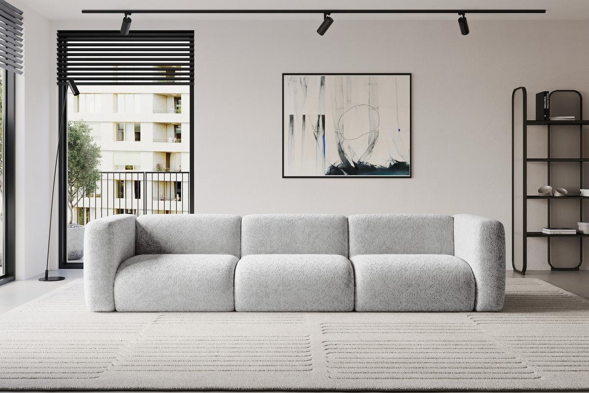 MODULARES Sofa 3-SITZER MIRA-S2 319x89x70 Grau cm Velours - Schwarz/Grau, Holzwerkstoff/Kunststoff (319/70/89cm) - ALTDECOR