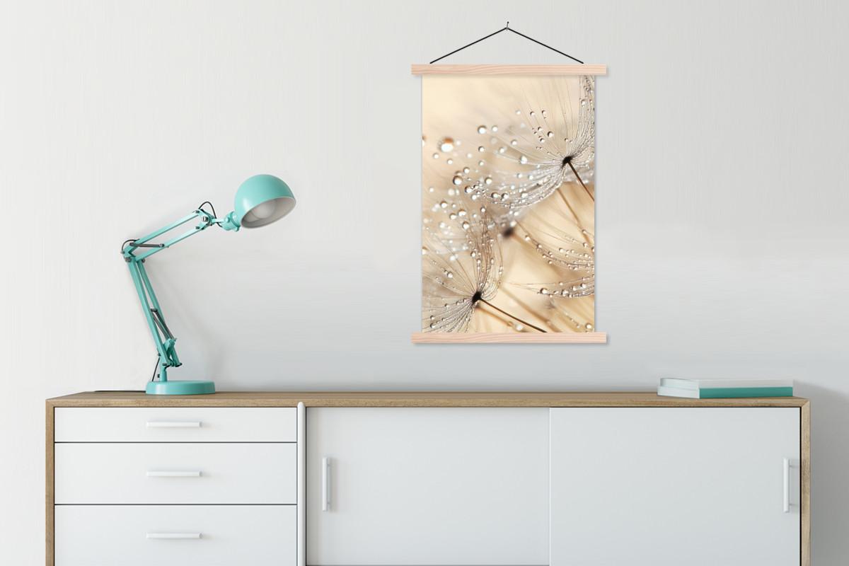POSTER MIT MAGNETLEISTEN Löwenzahn - Abstrakt - Natur - Beige Wandbild Schlafzimmer 60x90 cm - Braun, Textil (60/90/0.15cm) - MuchoWow