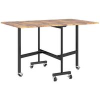ESSTISCH Klappbar Küchentisch mit Rollen Bremsen für 4-6 Personen Rustikal-Braun - Schwarz/Braun, Holzwerkstoff/Metall (120/80/73cm) - HOMCOM