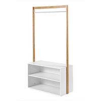 GARDEROBENSTÄNDER mit Stauraum - Weißdekor und Bamboo - L90 cm - Weiß, Holz (40/171/90cm) - Calicosy