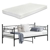 TAGESBETT Kerava mit Matratze - Schwarz, Textil/Metall (90/200cm) - [en.casa]