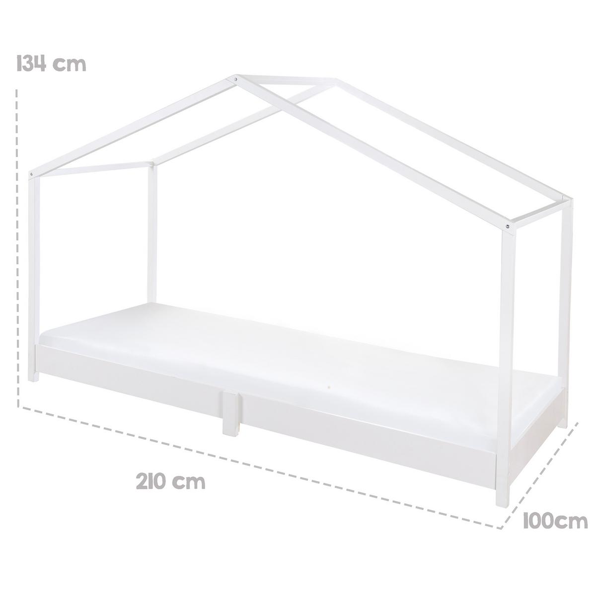 HAUSBETT 90 x 200 cm Bodenbett weiß - Weiß, Holzwerkstoff (90/200cm) - Roba