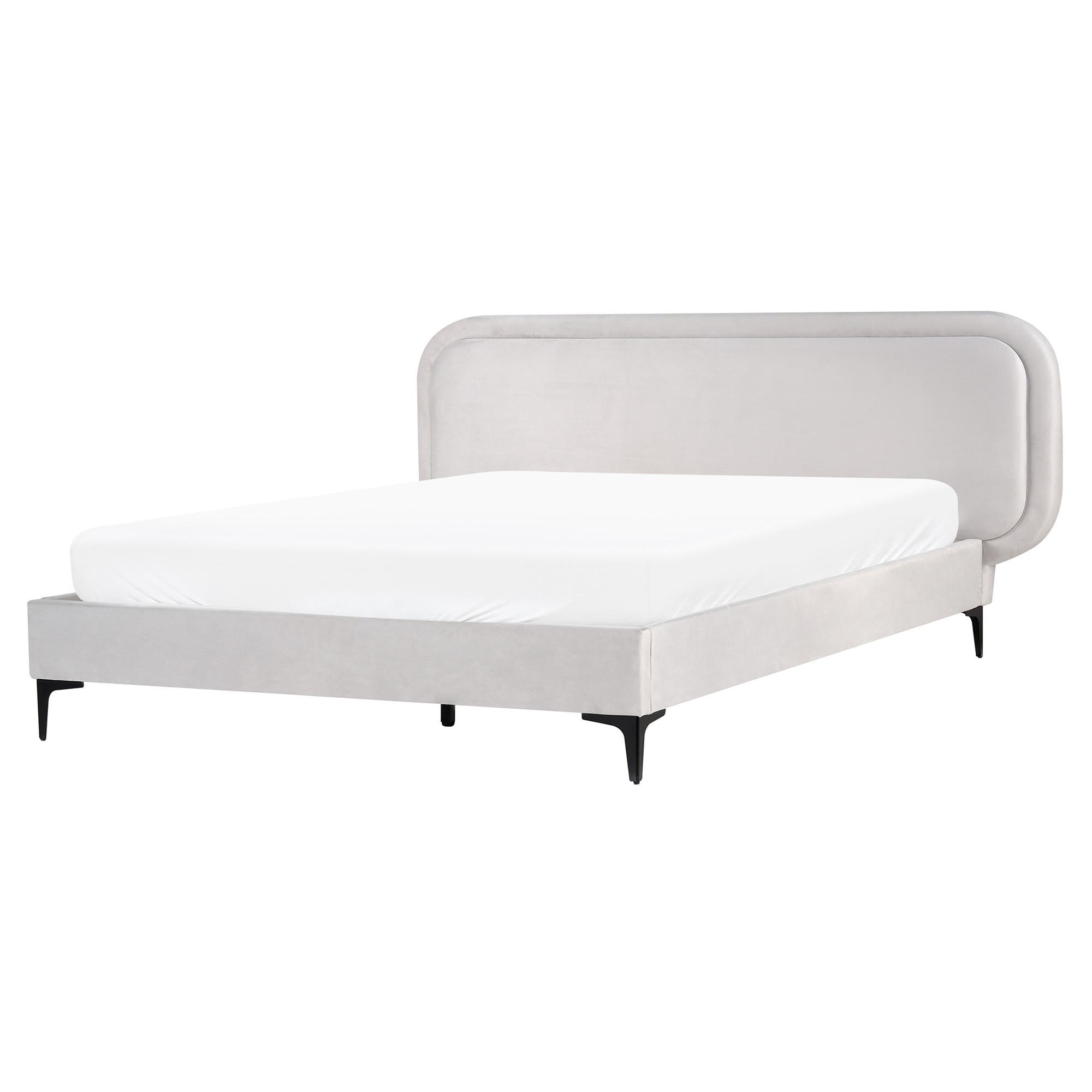BETT mit Lattenrost 160/200 cm Hellgrau Suzette - Hellgrau, Textil (160/200cm) - Beliani
