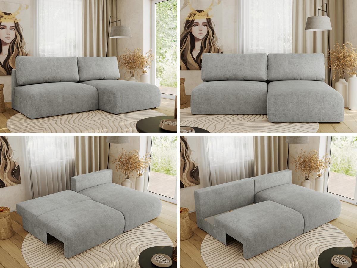 ECKSCHLAFSOFA VIVO L Hellgrau Struktur - rechts - Hellgrau/Schwarz, Kunststoff/Textil (150/223cm) - MKS
