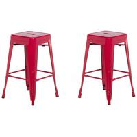 HOCKER 2er-Set Metall Rot Cabrillo - Rot, Metall (42/60/42cm) - Beliani
