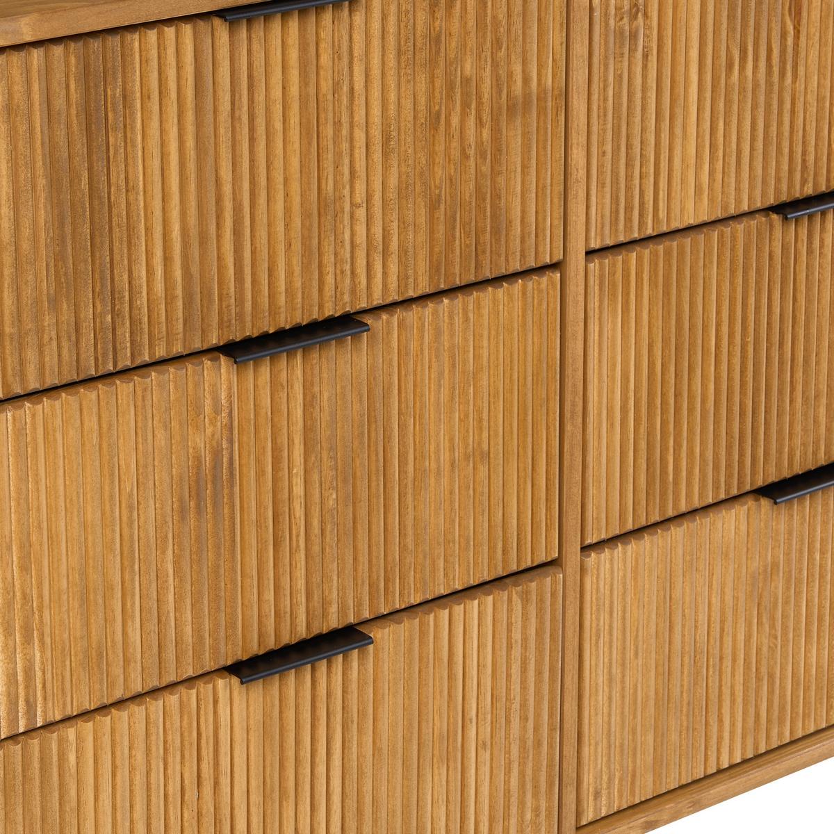 KOMMODE mit 6 Schubladen Kiefernholz Hellbraun Tauriac - Hellbraun/Braun, Holz (100/90/45cm) - Beliani