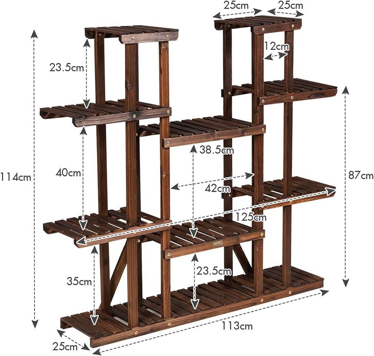 PFLANZENREGAL Blumenregal Holz - Apfelbaumfarben, Holz (125/114/25cm) - COSTWAY