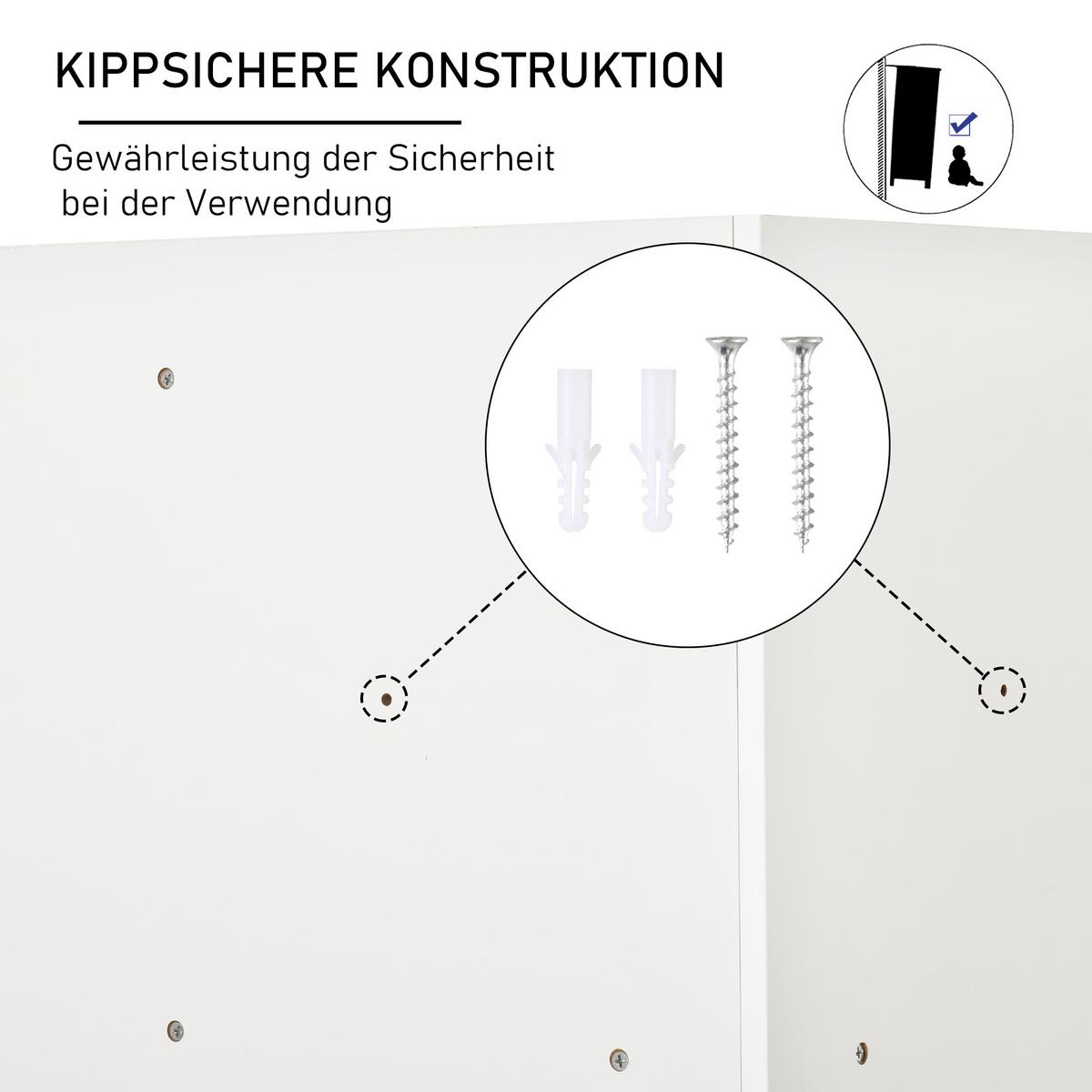 KINDERREGAL Eckregal mit 3 Aufbewahrungsboxen Kinderzimmer Spielzeugablage Weiß - Weiß, Holzwerkstoff (57.4/94/57.4cm) - HOMCOM