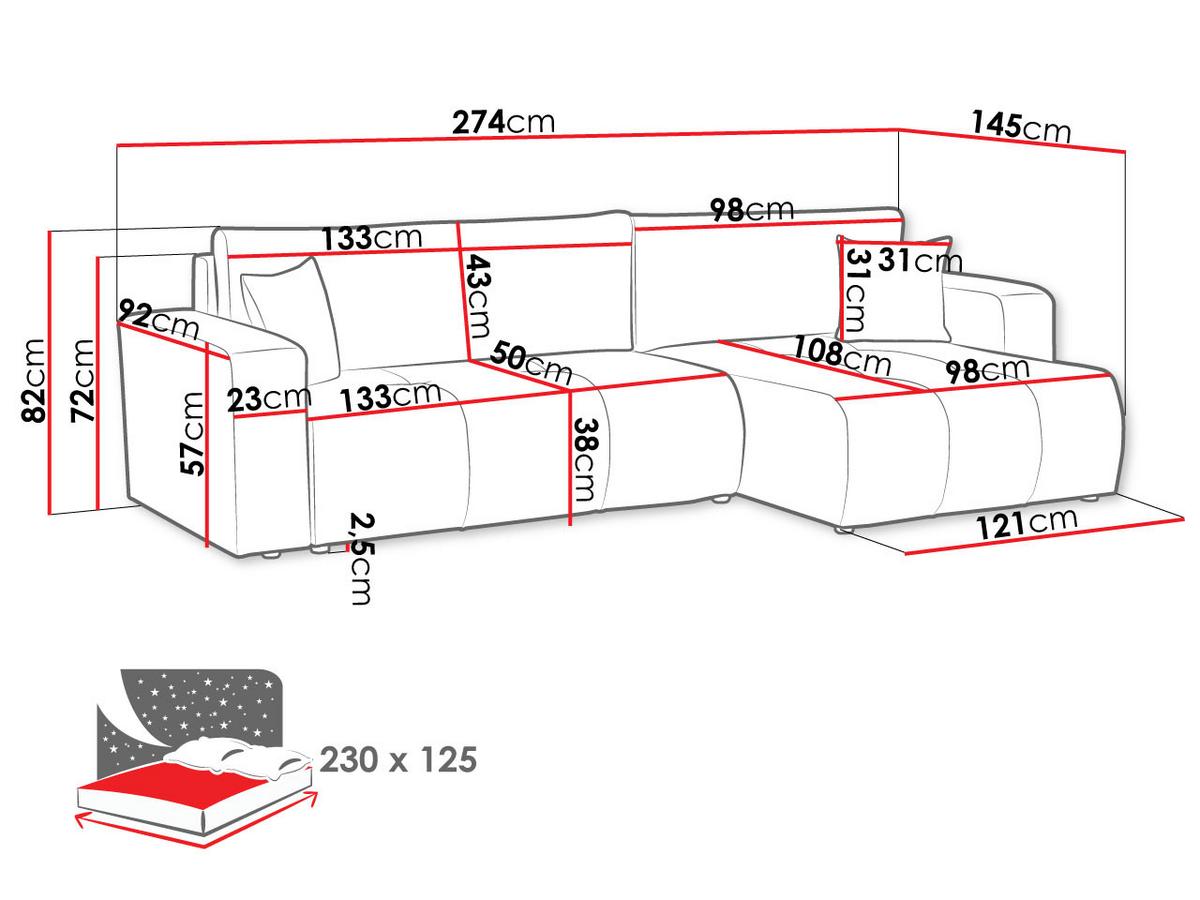 ECKSOFA Furyn Maxi - Dunkelgrau/Schwarz, Holz/Kunststoff (274/145cm) - MIRJAN24