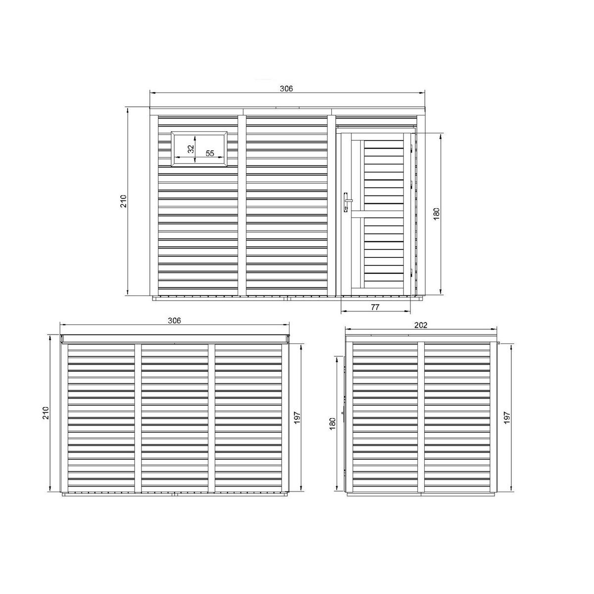 GARTENHAUS Holz 6,18 m² M326F1 - Beige, Holz (306/210/202cm) - Timbela