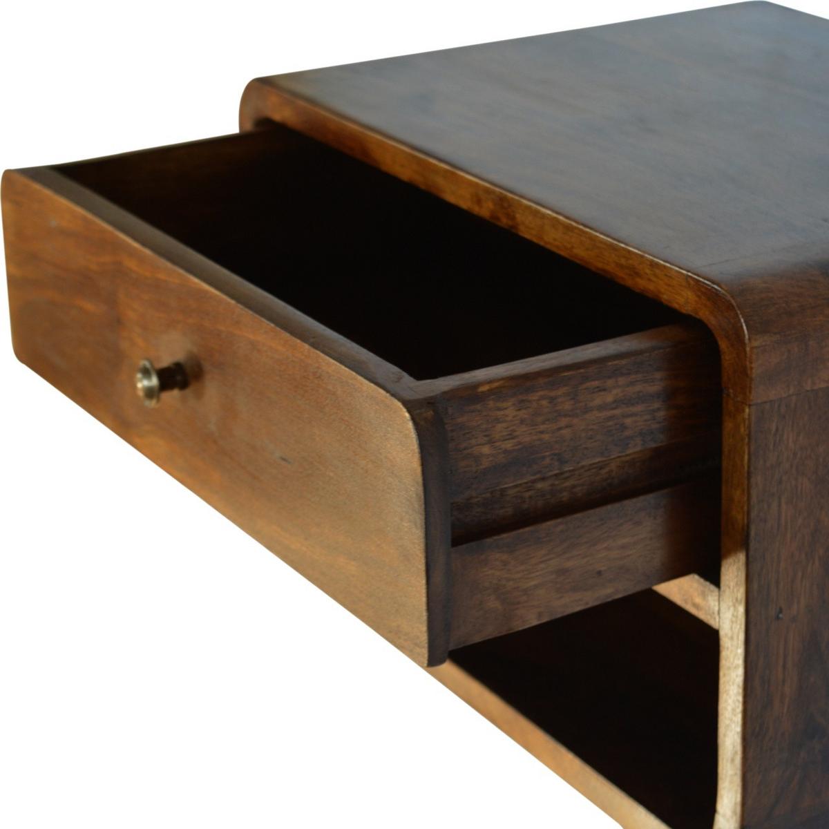 NACHTTISCH Wandmontierter Kastanienfinish, 1 Schublade, 1 Offenes Fach, Braun - Messingfarben/Braun, Holz/Metall (45/25/32cm) - Artisan Furniture