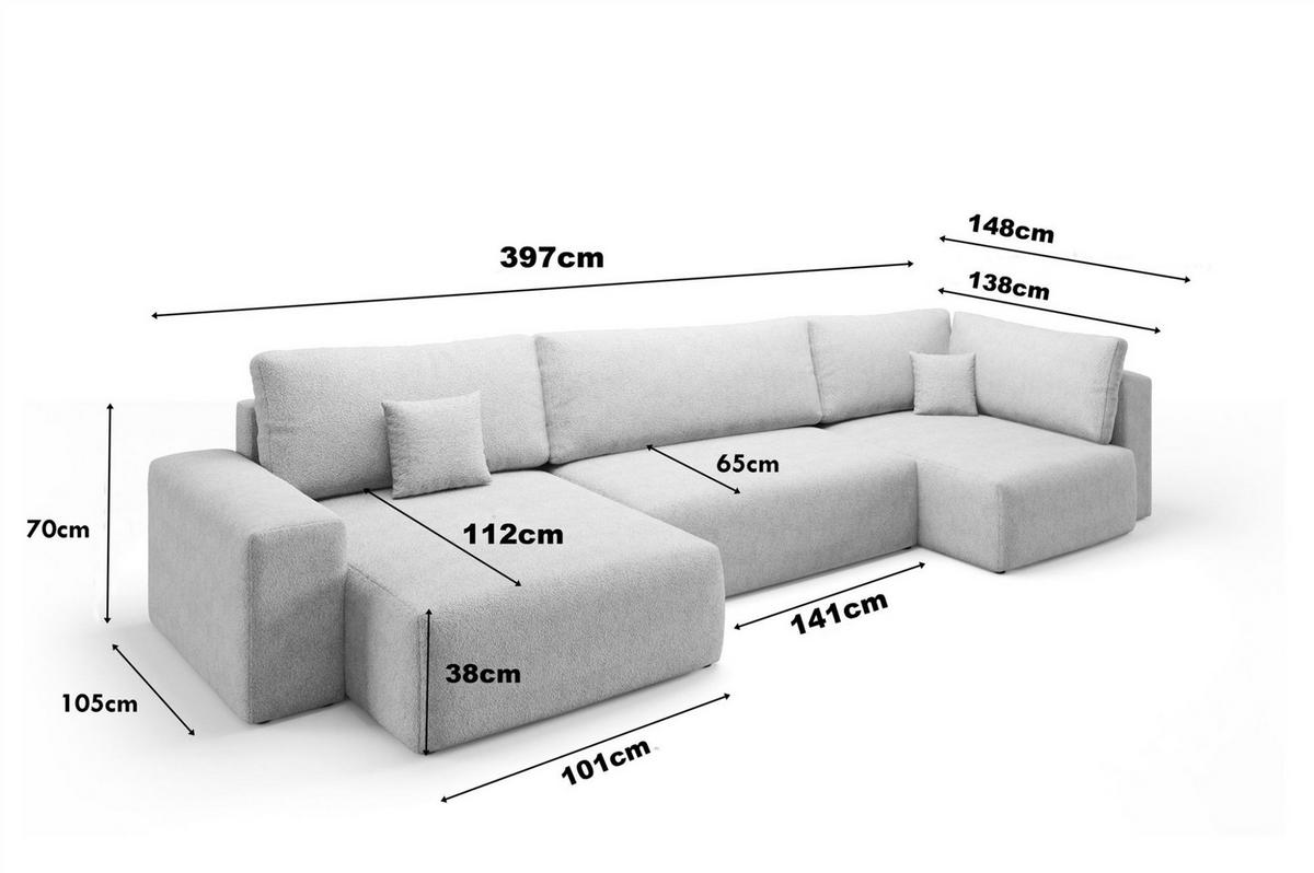WOHNLANDSCHAFT Arona Xl - Braun, Holzwerkstoff/Textil (148/70/397cm) - Fun Möbel