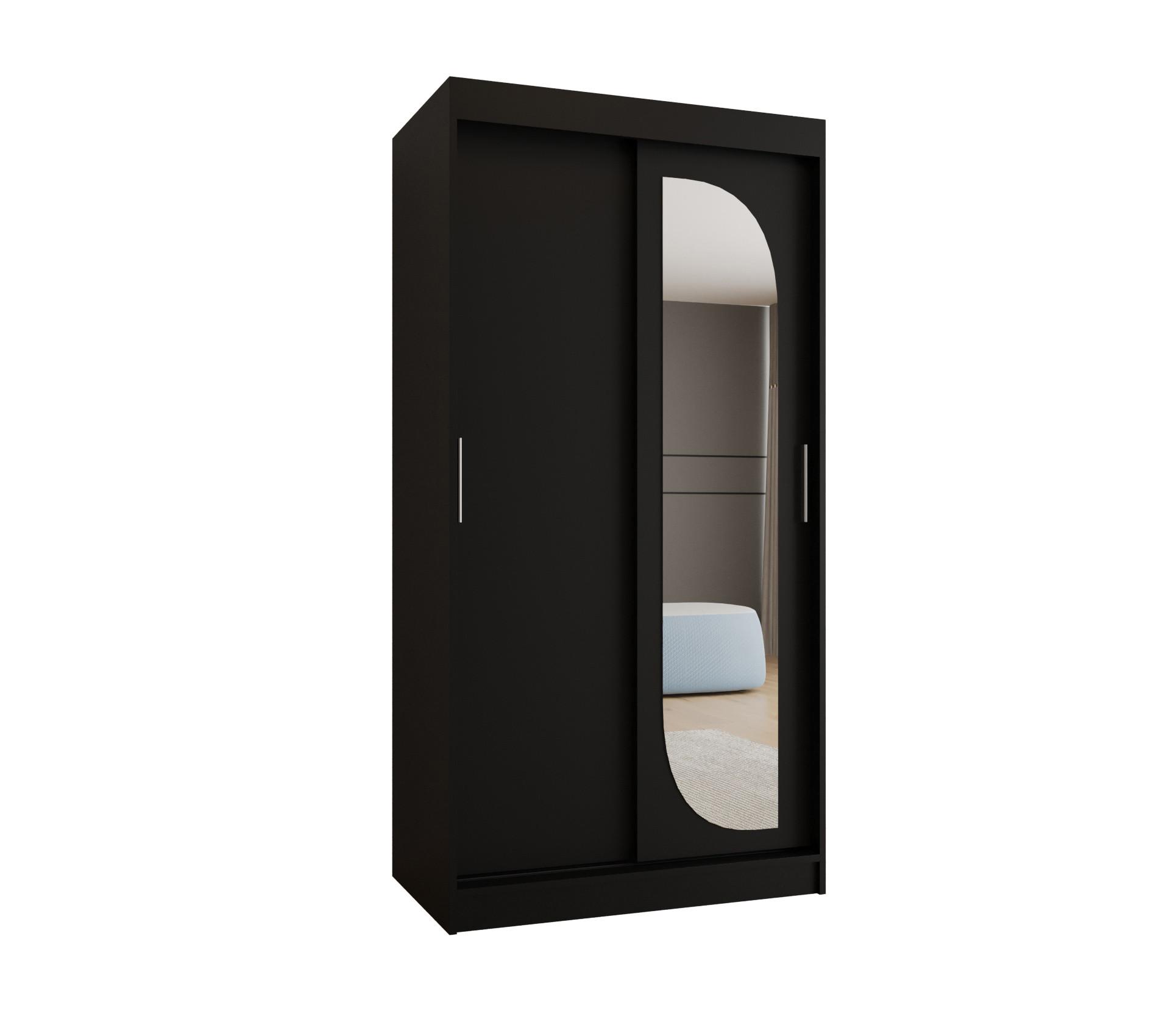 SCHIEBETÜRENSCHRANK mit Spiegel LUCY 200/120/62 2-türig - Silberfarben/Schwarz, Holz (120/200/62cm) - MÖBEL KRYSPOL