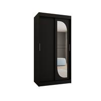 SCHIEBETÜRENSCHRANK mit Spiegel LUCY 200/120/62 2-türig - Silberfarben/Schwarz, Holz (120/200/62cm) - MÖBEL KRYSPOL