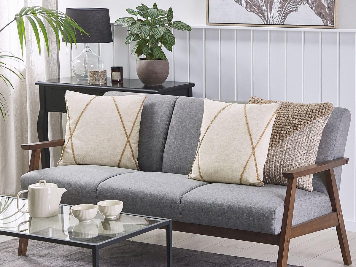 DEKOKISSEN 2er-Set Beige 45/45 cm Licuala - Beige, Textil (45/45cm) - Beliani