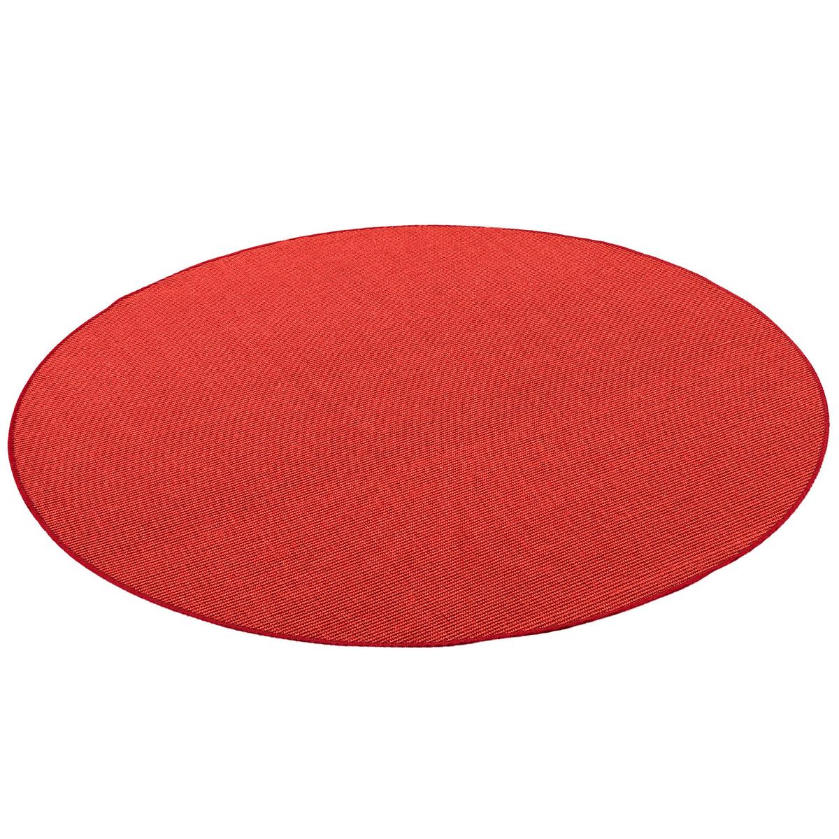 SISAL NATUR TEPPICH RUND - Rot, Textil (100/100cm) - Snapstyle
