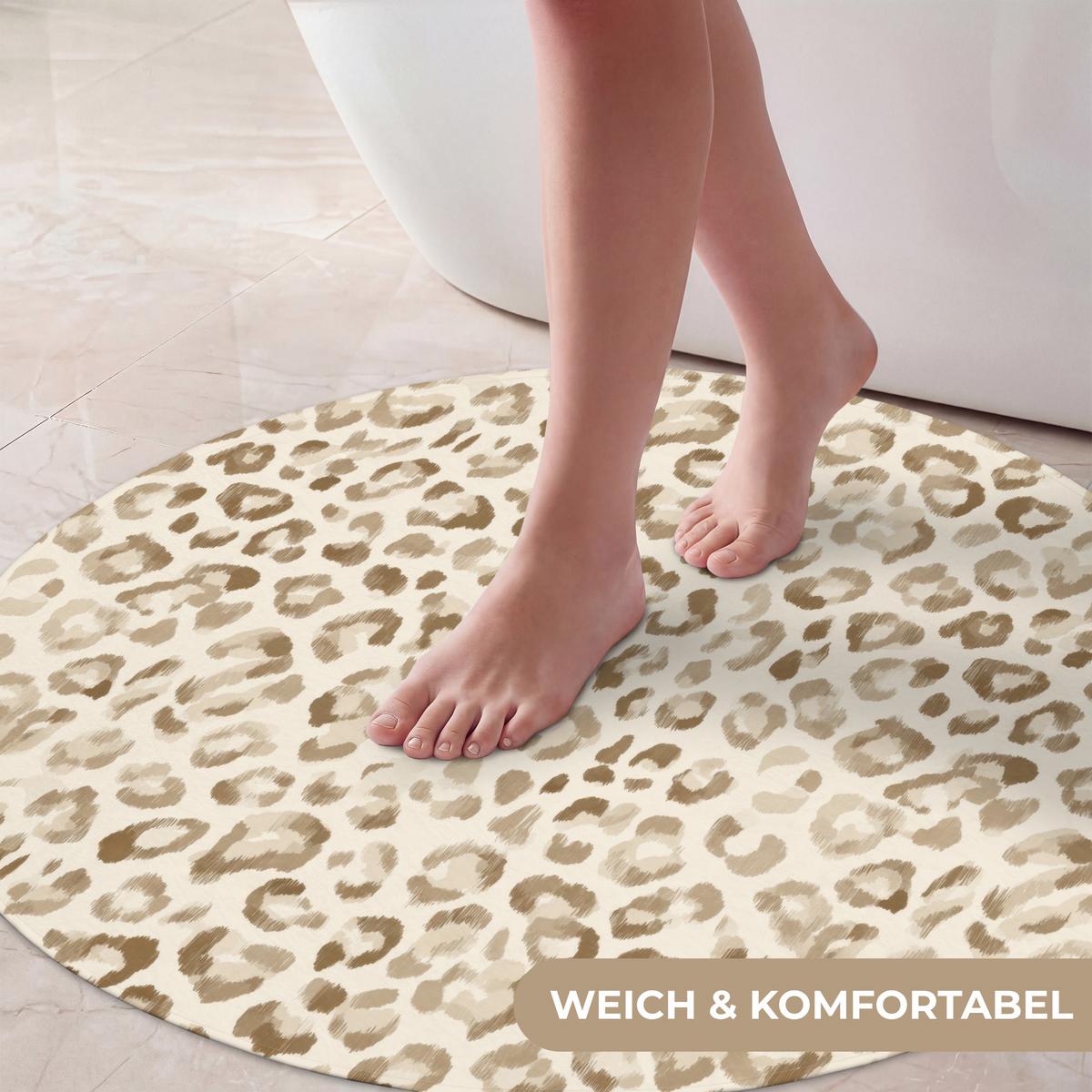 BADEMATTE Leopard - Klassisch - Beige Badvorleger 70x70 cm - Hellbraun, Textil (70/70cm) - OnlyWow