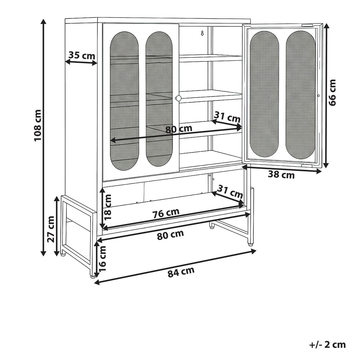 SIDEBOARD mit 2 Türen Metall Weiß Soletta - Weiß, Metall (84/108/35cm) - Beliani