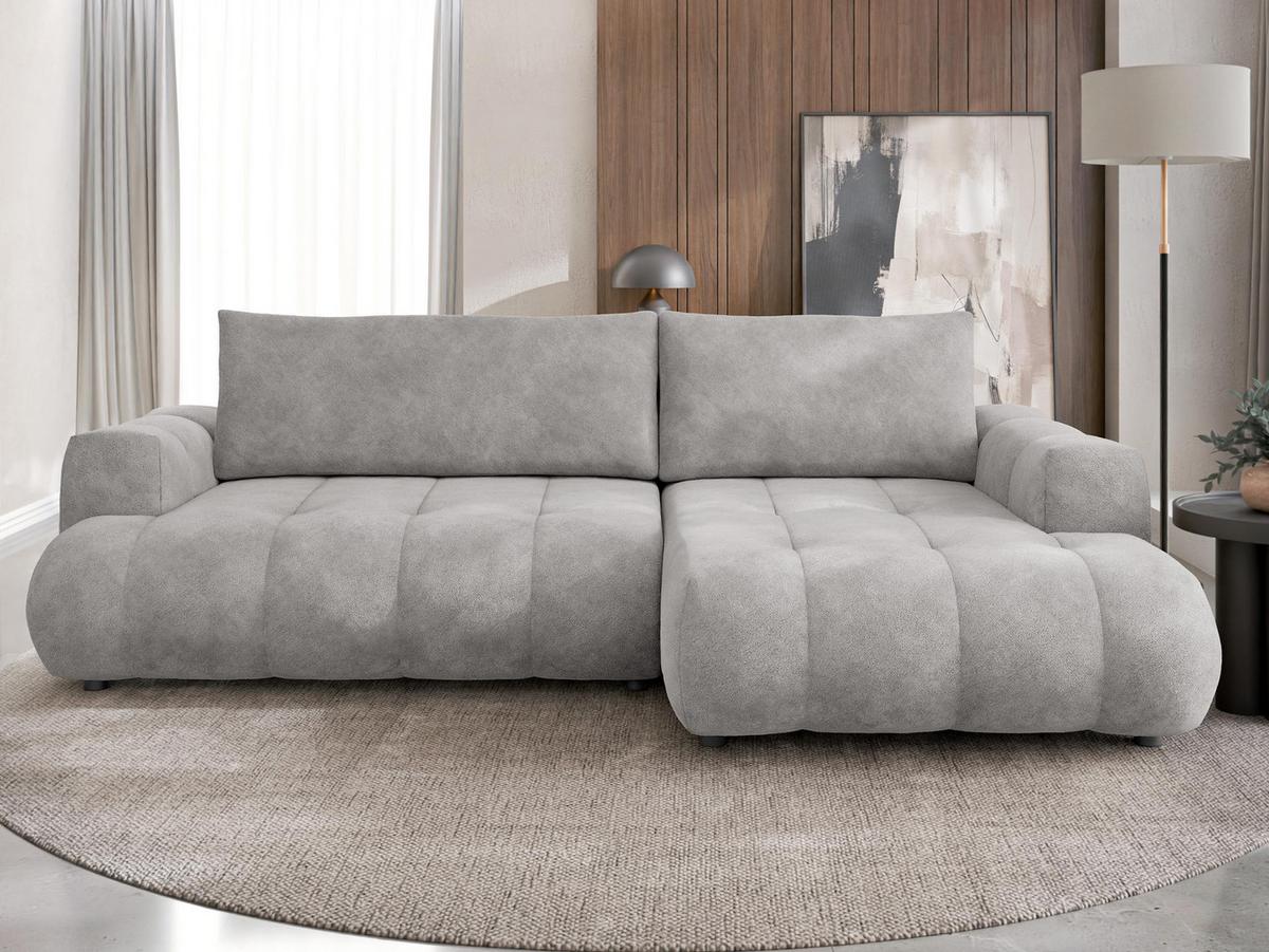 ECKSOFA Haiti, Seite: Rechts 2R+LC - Hellgrau/Schwarz, Holz/Textil (156/276cm) - MIRJAN24