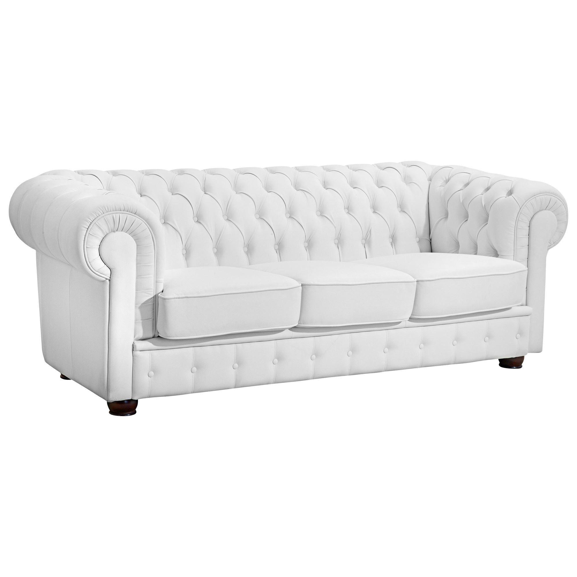 SOFA 3-Sitzer Kalea Bezug pigmentiertes Nappaleder Buche nussbaum dunkel / weiß - Weiß, Leder (200/76/98cm) - 58aufmkessel