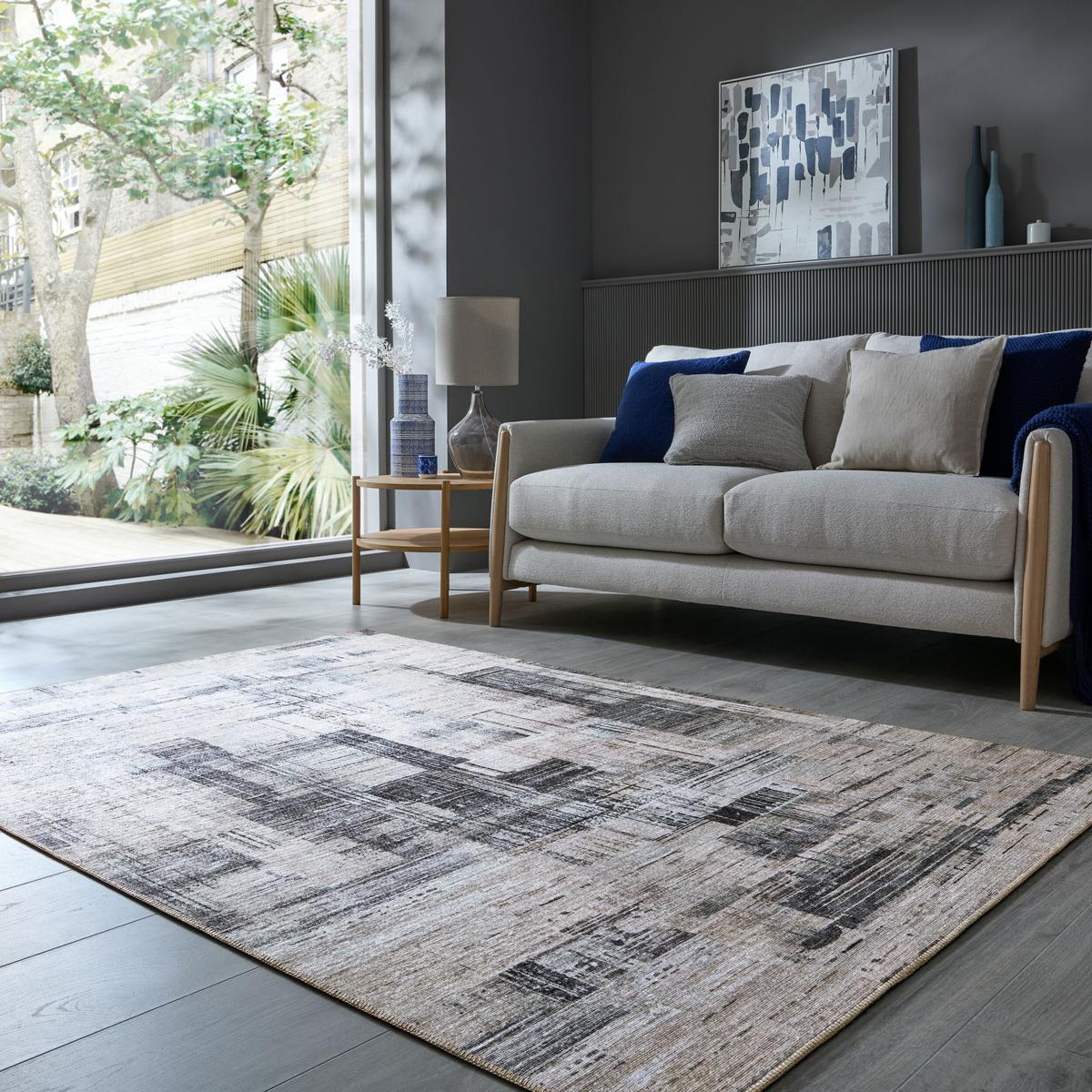 TEPPICH Waschbar HURST, abstrakt, Grau, 190 x 290 cm - Grau, Textil (290/190cm) - KADIMA DESIGN
