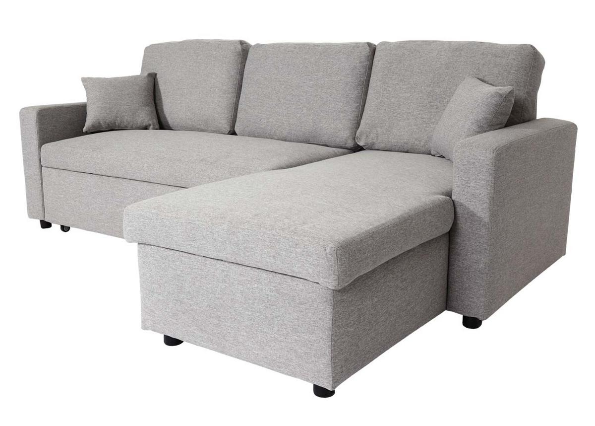 ECKSOFA MIT BETTKASTEN Hellgrau - Hellgrau/Grau, Textil (228/151cm) - MCW