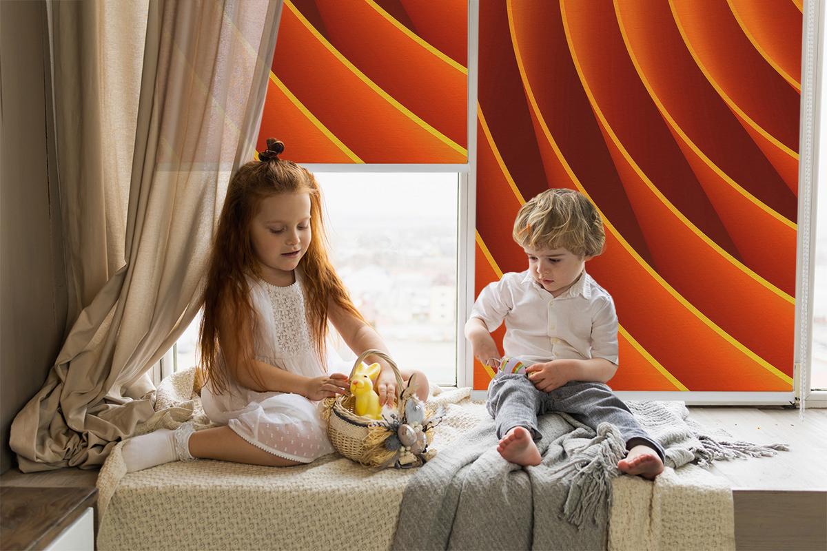 INNENROLLO - Fensterrollo - Rollo - 90x140 cm - Orange Abstraktion - Orange, Kunststoff (90/140/0.5cm) - TULUP