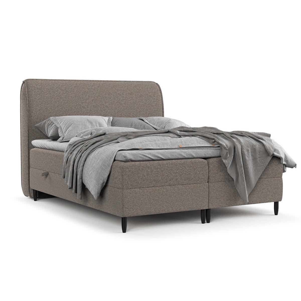 BOXBETT Lunaro 200/200 cm Beige im Bubble Stoff - Beige/Schwarz, Holz/Holzwerkstoff (200/200cm) - AltaBeds