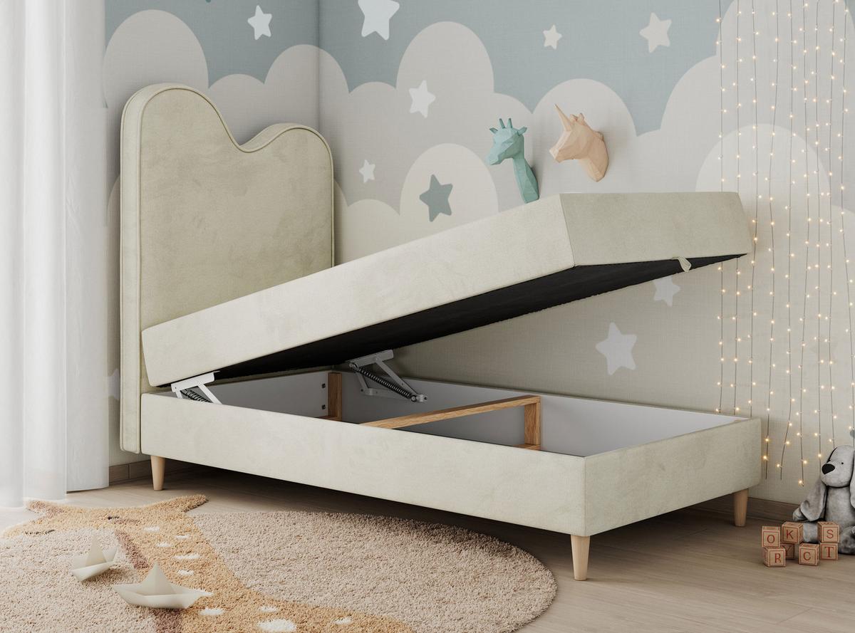 BOXBETT FLOW 90/180 Beige Velvet hydrophob - H3 - Beige, Holz/Textil (90/180cm) - MKS