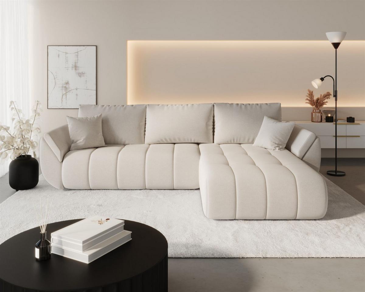 ECKSOFA Misato In Wind - Beige, Holzwerkstoff/Textil (280/175cm) - Fun Möbel