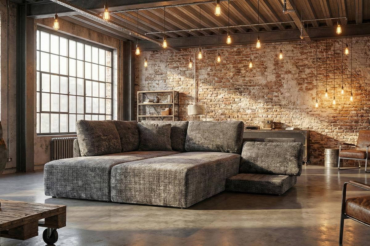 SCHLAFSOFA SADIRA Grau Flachgewebe - Schwarz/Grau, Kunststoff/Textil (288/209cm) - KAWOLA