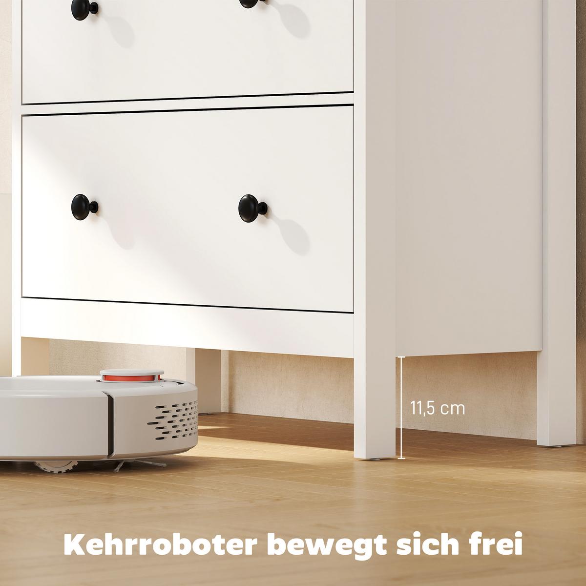 KOMMODE Moderner Sideboard mit 4 Schubladen für Wohnzimmer Weiß - Schwarz/Weiß, Holzwerkstoff/Kunststoff (35/97/74cm) - HOMCOM