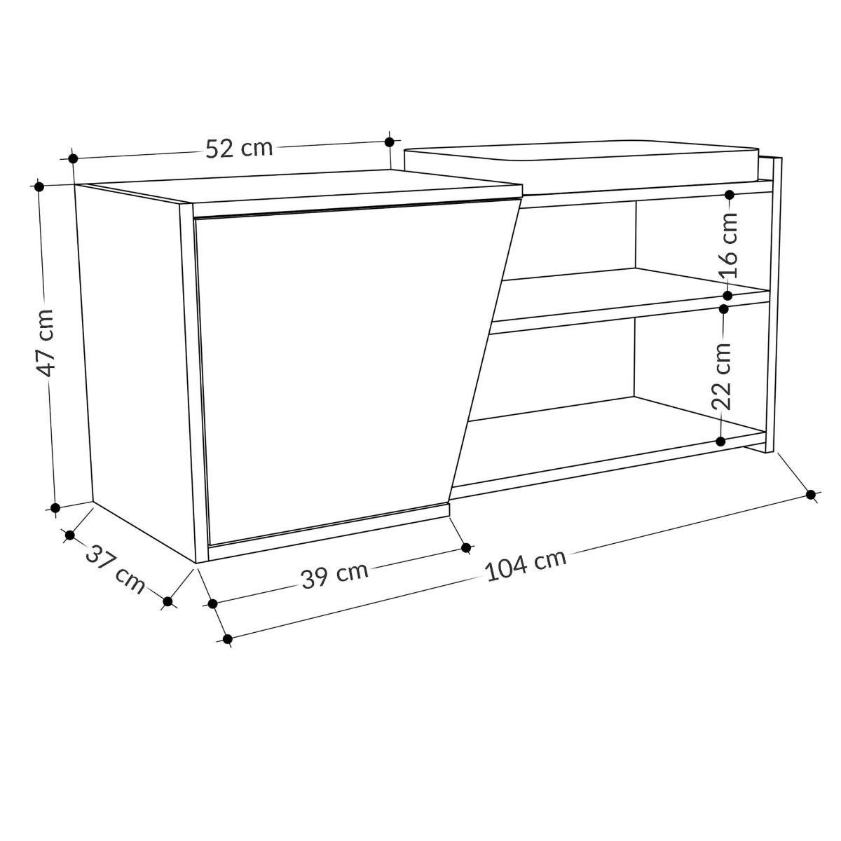 SCHUHSCHRANK 1 Tür L104 cm - Fiona - Anthrazit, Holzwerkstoff (104/37/47cm) - Calicosy