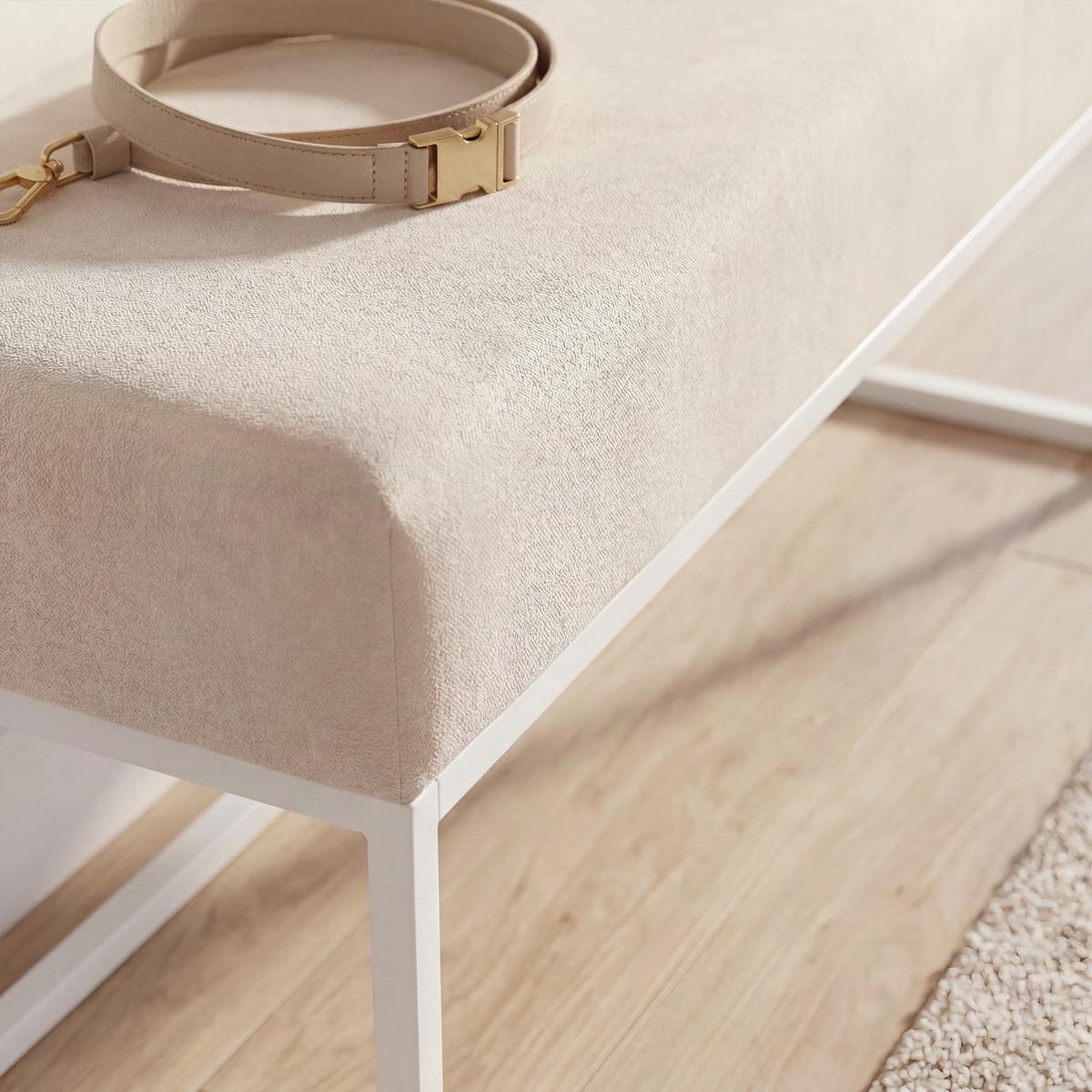 POLSTERBANK PURE 100 cm Metallgestell, Weiß / Beige - Beige, Textil/Metall (100/44/30cm) - Idohome